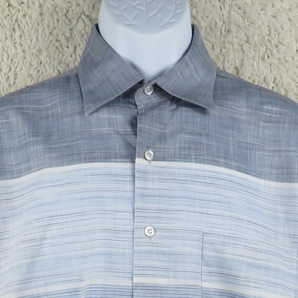 andrew david* Men's Long Sleeve Button Down Curved Hem Pocket Shirt~ Size Large - Picture 10 of 11